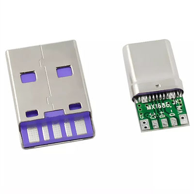 USB प्लग प्रकार C पुरुष कनेक्टर चार्जिंग पोर्ट फास्ट ट्रांसमिशन स्पीड 5A