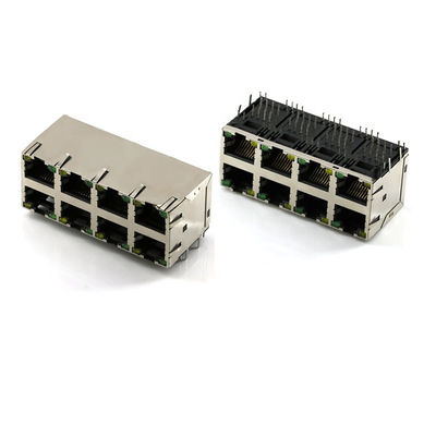 Cat6 Multi Port 2x4 Ports RJ45 PCB Connector Ethernet Jack Female Panel Mount