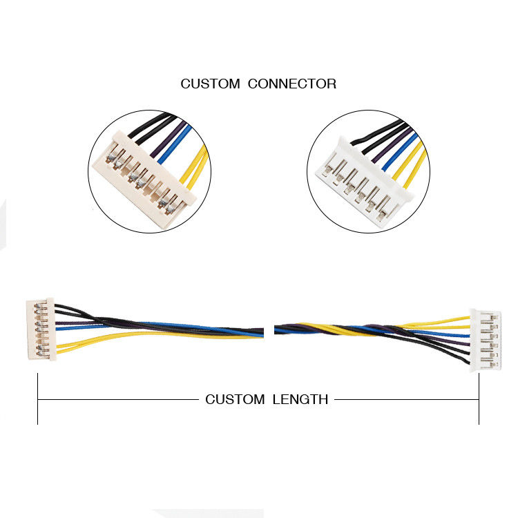 1.25mm 9pin वायर हार्नेस केबल असेंबली HRS DF14-9S-1.25C से JST SPH-002T-P0.5S