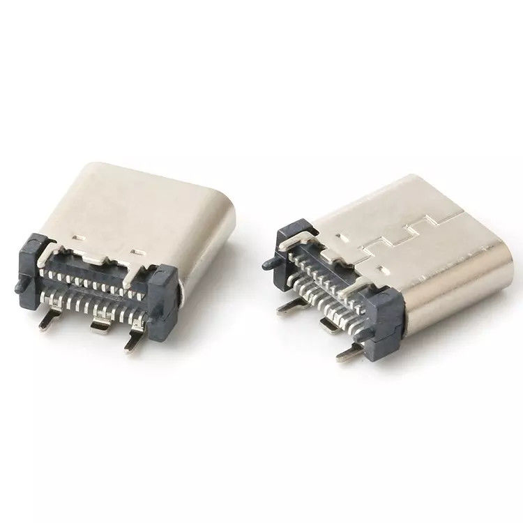USB 3.1 फीमेल 24pin USB C टाइप कनेक्टर वर्टिकल पैच हाई स्पीड