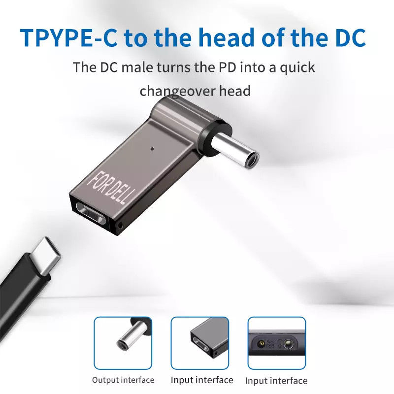 100w प्लग अडैप्टर टाइप C टू वीडियो राउंड क्विक चार्ज मेल 18.5v - 20v