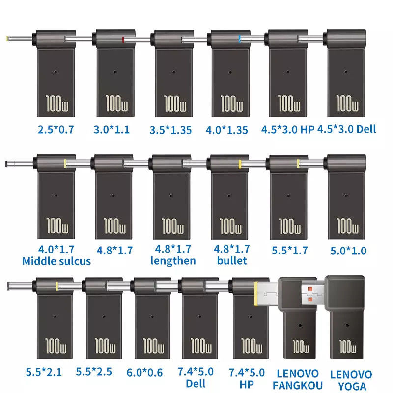 100w प्लग अडैप्टर टाइप C टू वीडियो राउंड क्विक चार्ज मेल 18.5v - 20v