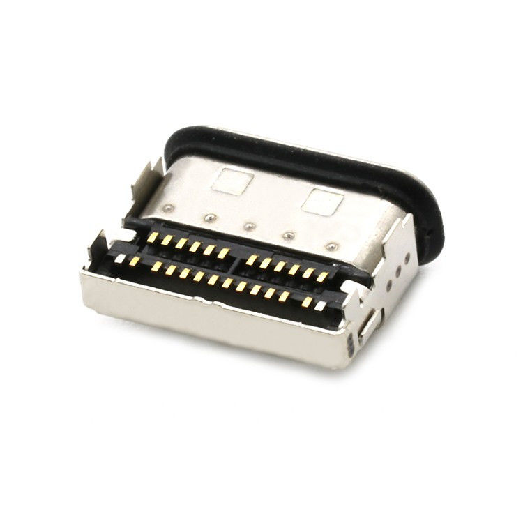 IP68 24Pin वाटरप्रूफ यूएसबी टाइप सी महिला सॉकेट 2 पंक्ति एसएमटी कनेक्टर