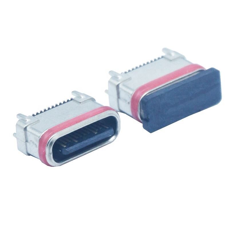 वाटरप्रूफ एसएमडी वर्टिकल जिंक पाउडर धातु विज्ञान 24 पिन महिला प्रकार-सी कनेक्टर यूएसबी चार्जिंग पोर्ट प्लग