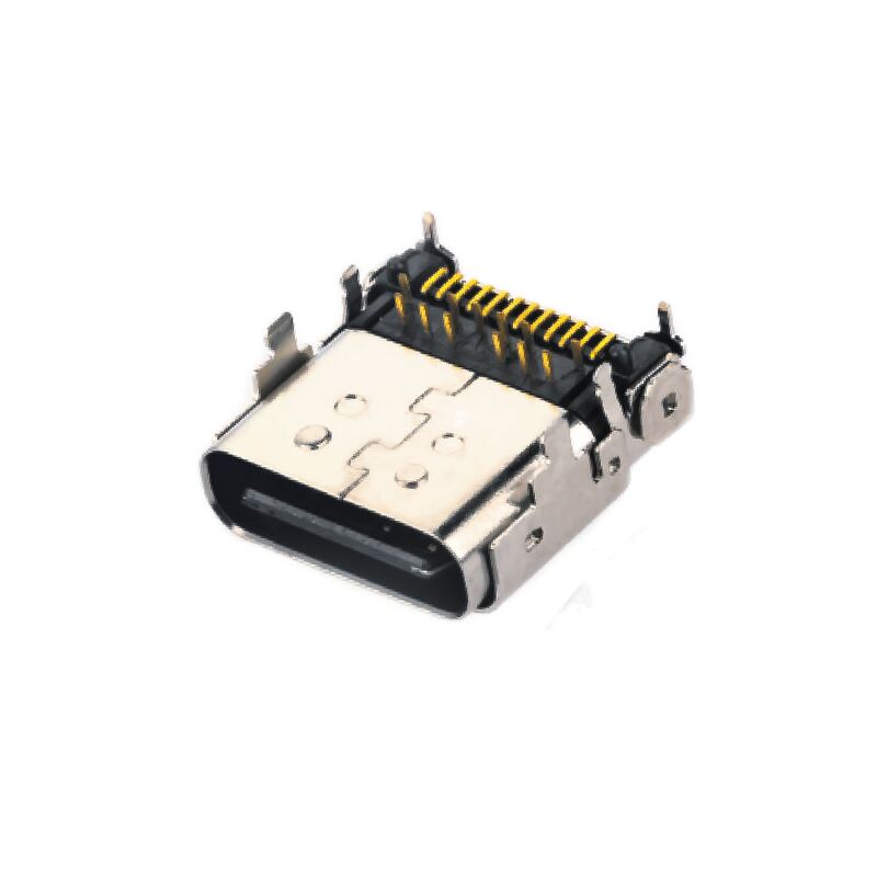 24PIN USB 3.1 टाइप C महिला हाइब्रिड राइट-एंगल रिसेप्टेकल कनेक्टर फोन चार्जिंग और फास्ट डेटा ट्रांसफर के लिए