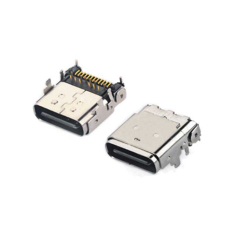 24PIN USB 3.1 टाइप C महिला हाइब्रिड राइट-एंगल रिसेप्टेकल कनेक्टर फोन चार्जिंग और फास्ट डेटा ट्रांसफर के लिए