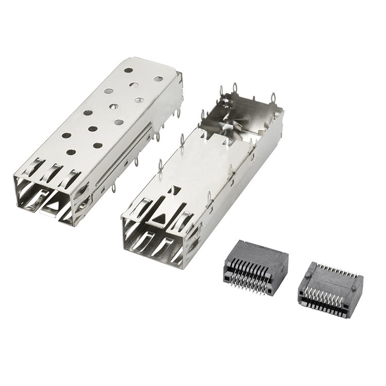 QSFP SFP पिंजरा 2X2 पोर्ट पिंजरा प्रकाश पाइप के साथ XFP CFP Sfp कनेक्टर धूल कवर फाइबर ऑप्टिक मॉड्यूल सुरक्षा
