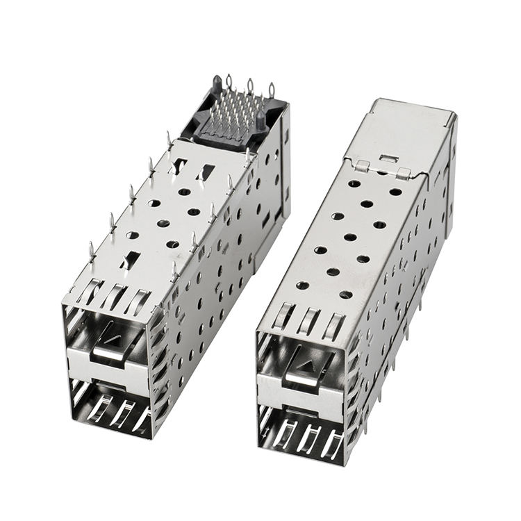 QSFP SFP पिंजरा 2X2 पोर्ट पिंजरा प्रकाश पाइप के साथ XFP CFP Sfp कनेक्टर धूल कवर फाइबर ऑप्टिक मॉड्यूल सुरक्षा
