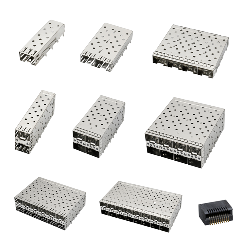 QSFP SFP पिंजरा 2X2 पोर्ट पिंजरा प्रकाश पाइप के साथ XFP CFP Sfp कनेक्टर धूल कवर फाइबर ऑप्टिक मॉड्यूल सुरक्षा