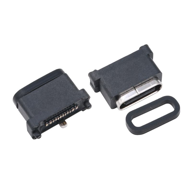 USB 3.2 टाइप-सी 40 Gbps वाटरप्रूफ U4 सॉकेट 24 पिन SMT DIP PCB फीमेल कनेक्टर गोल्ड प्लेटिंग स्टेनलेस स्टील 5A 100V AC