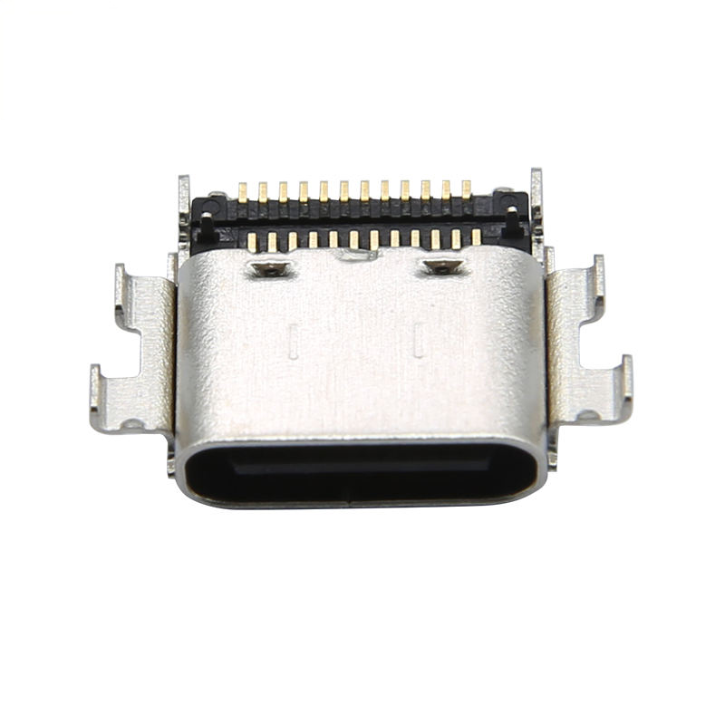 USB 3.1 Type C 24-Pin Female Connector with Gold Plating, 5A Current Rating, and Socket for High-Speed Charging Connectivity
